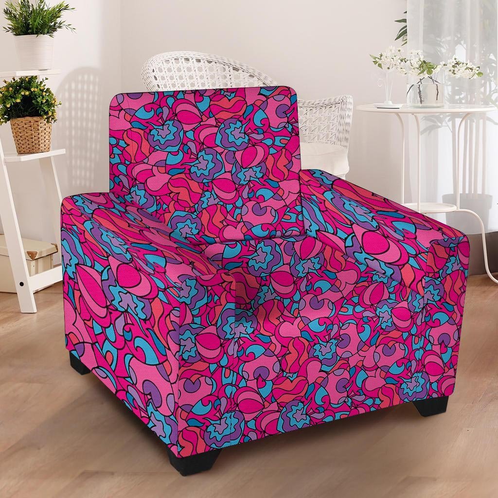 Psychedelic Trippy Hippie Heart Armchair Cover-grizzshop