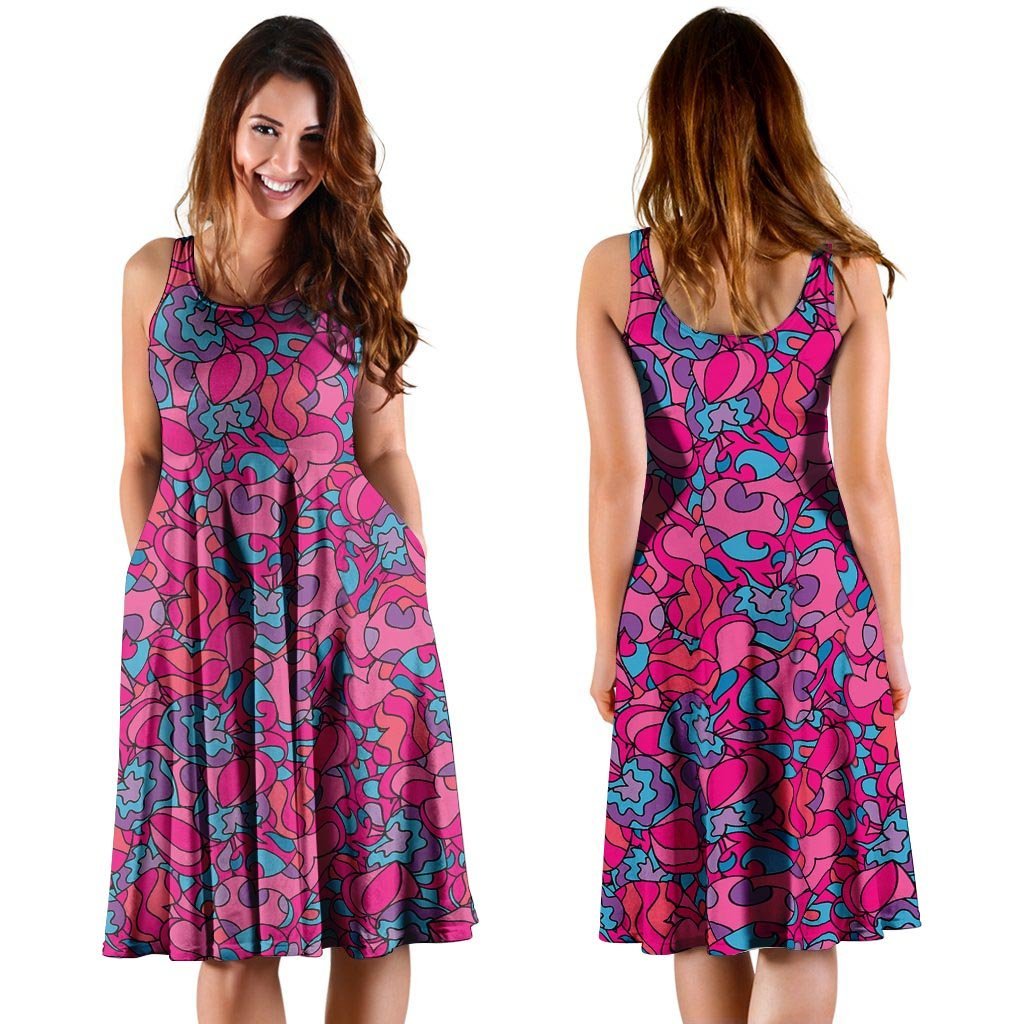 Psychedelic Trippy Hippie Heart Dress-grizzshop