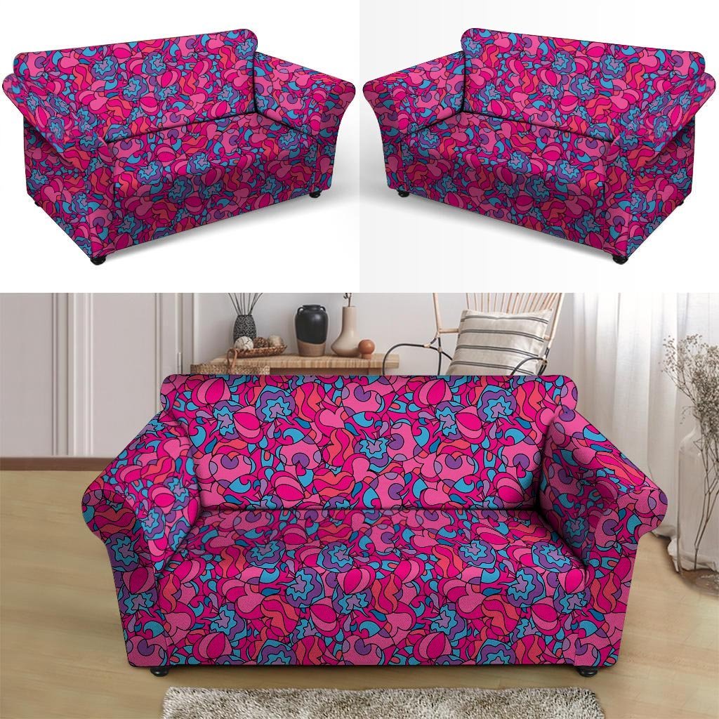 Psychedelic Trippy Hippie Heart Loveseat Cover-grizzshop