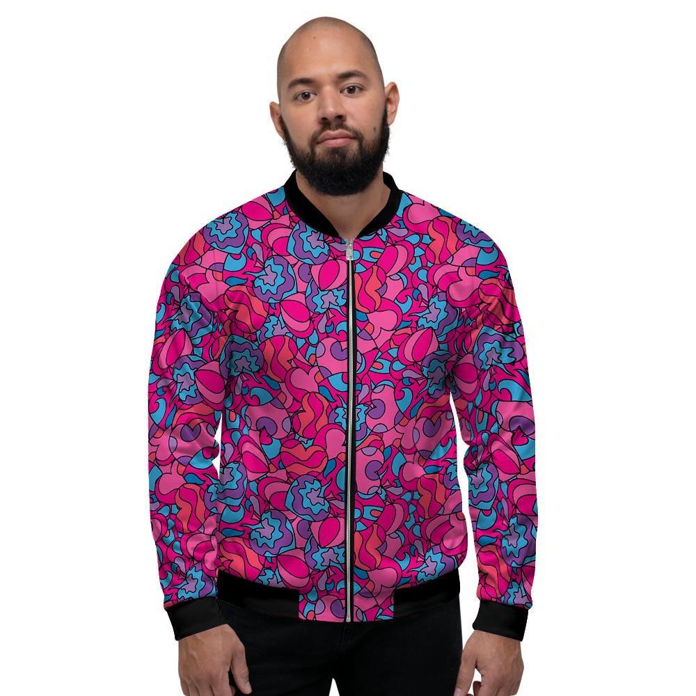 Psychedelic Trippy Hippie Heart Men's Bomber Jacket-grizzshop