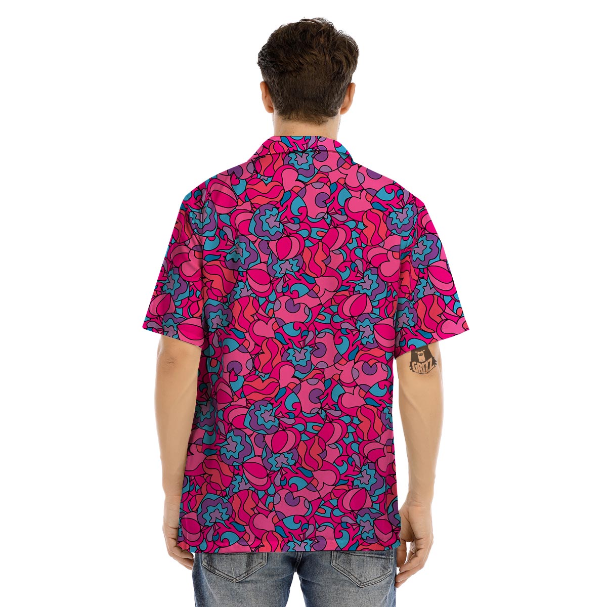 Psychedelic Trippy Hippie Heart Men’s Hawaiian Shirt-grizzshop