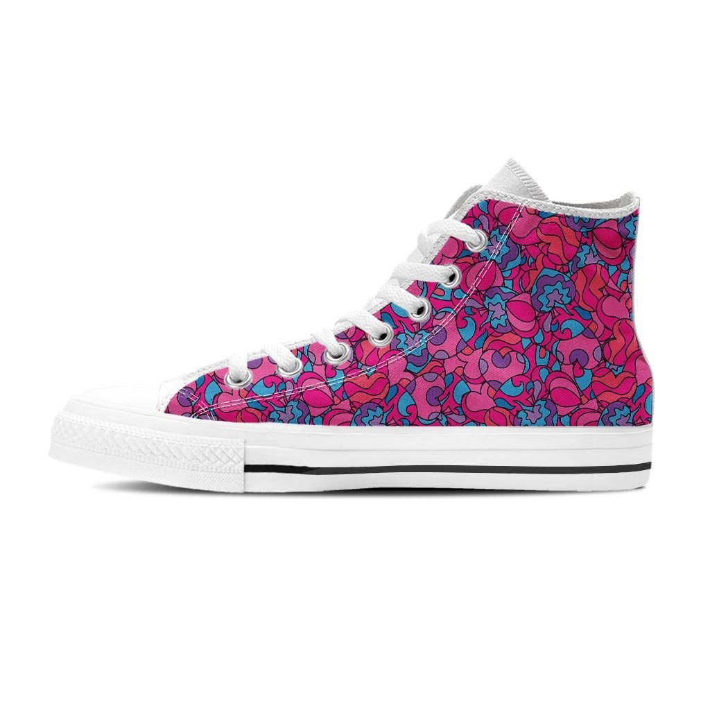 Psychedelic Trippy Hippie Heart Men's High Top Shoes-grizzshop
