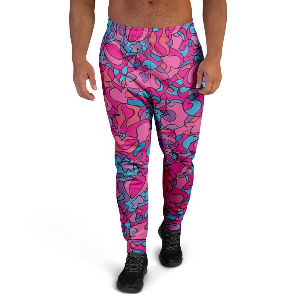 Psychedelic Trippy Hippie Heart Men's Joggers-grizzshop