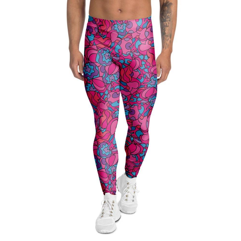 Psychedelic Trippy Hippie Heart Men's Leggings-grizzshop