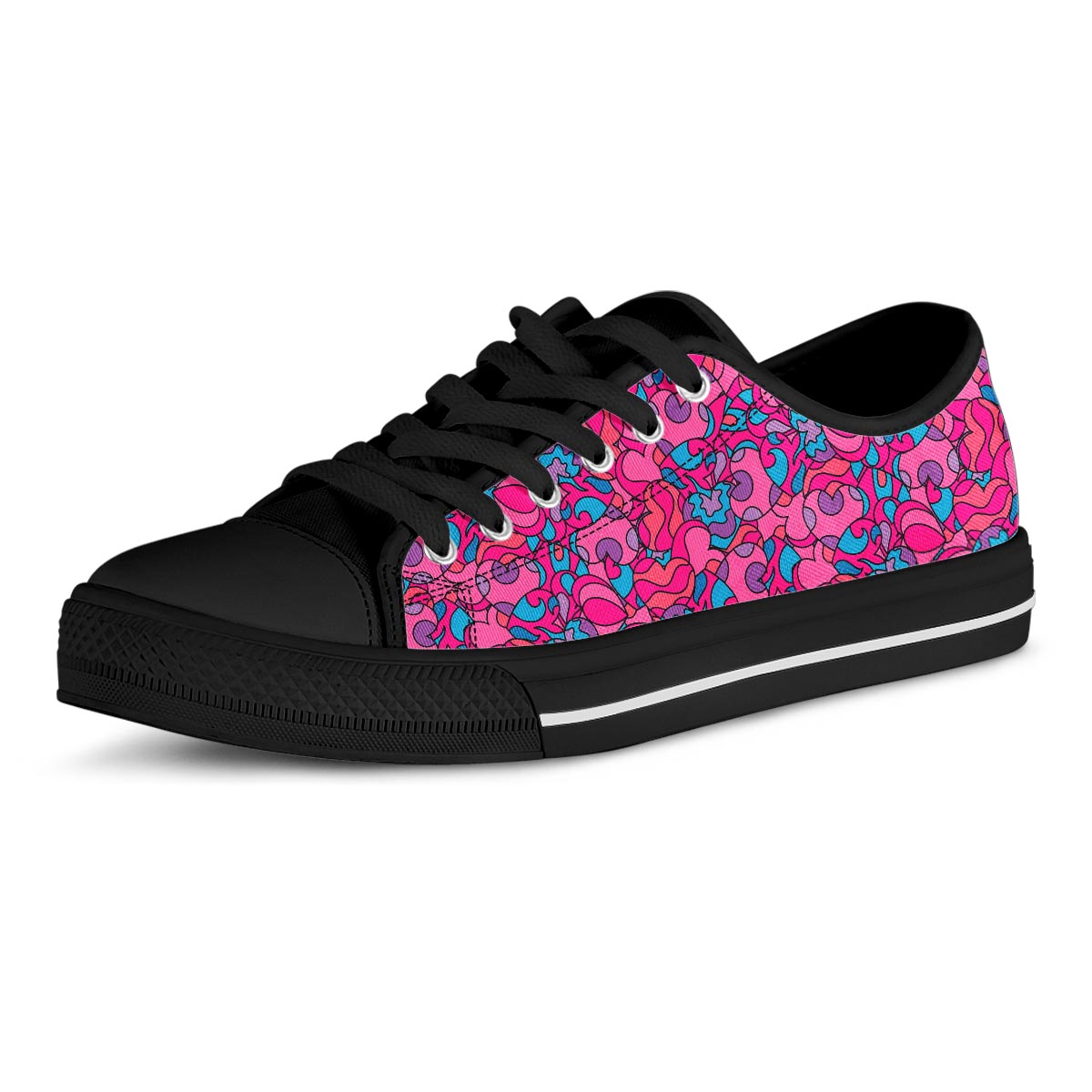 Psychedelic Trippy Hippie Heart Men's Low Top Shoes-grizzshop