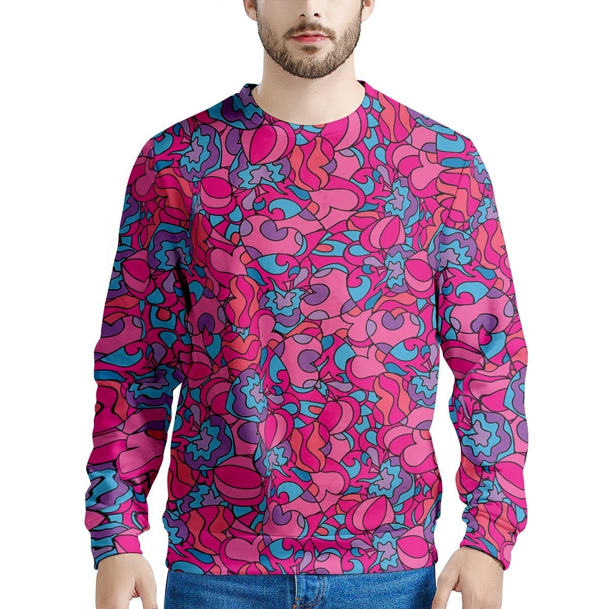 Psychedelic Trippy Hippie Heart Men's Sweatshirt-grizzshop