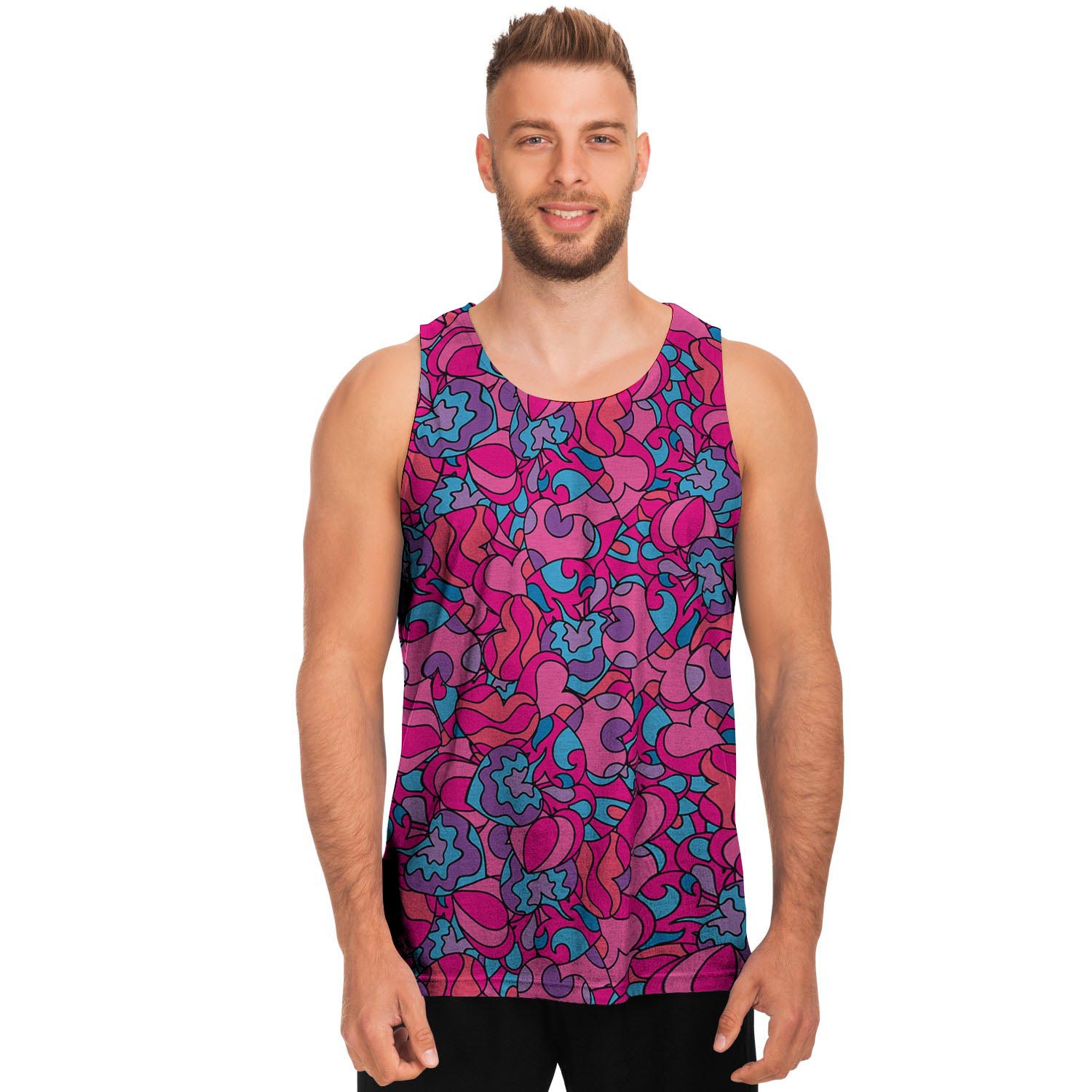 Psychedelic Trippy Hippie Heart Men's Tank Tops-grizzshop