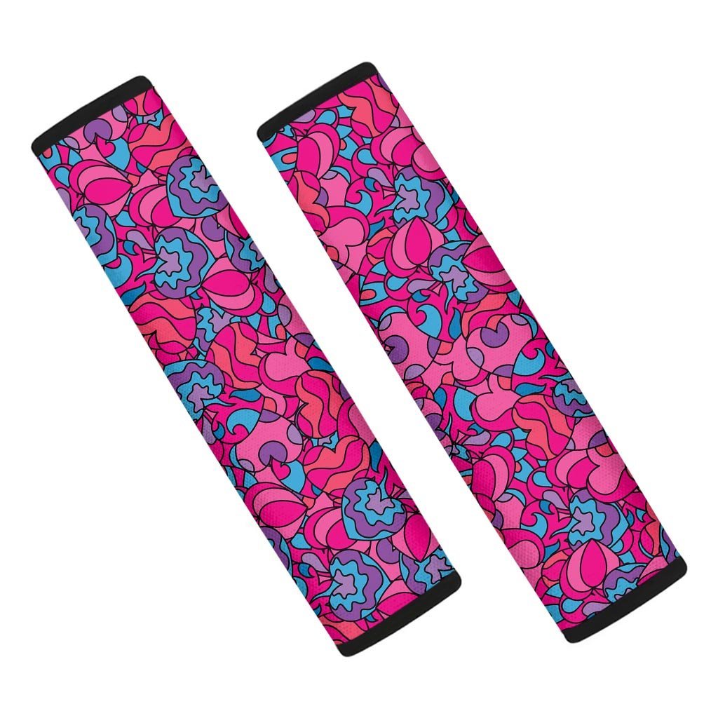 Psychedelic Trippy Hippie Heart Seat Belt Cover-grizzshop