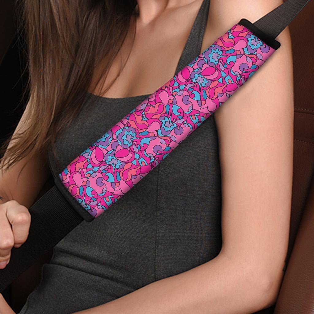 Psychedelic Trippy Hippie Heart Seat Belt Cover-grizzshop