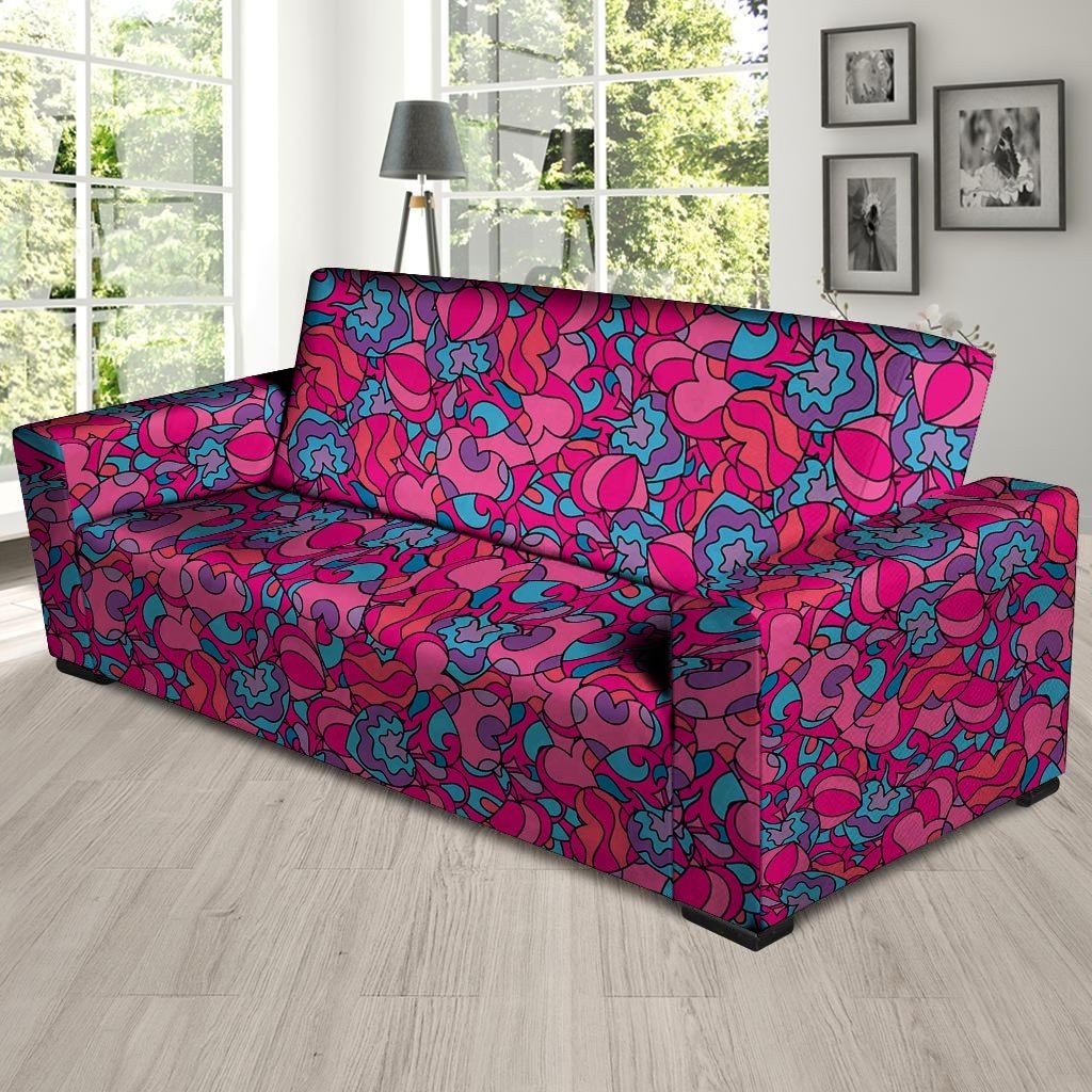 Psychedelic Trippy Hippie Heart Sofa Cover-grizzshop