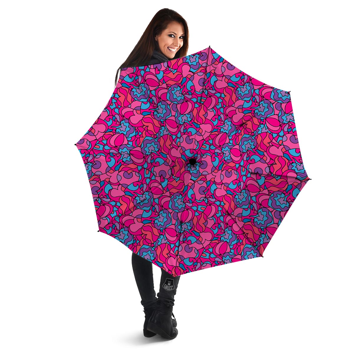 Psychedelic Trippy Hippie Heart Umbrella-grizzshop