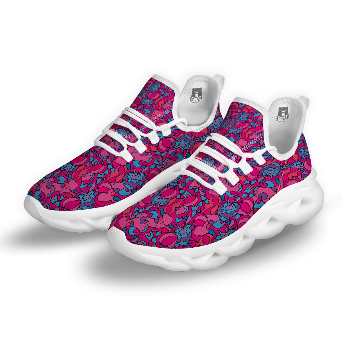 Psychedelic Trippy Hippie Heart White Running Shoes-grizzshop
