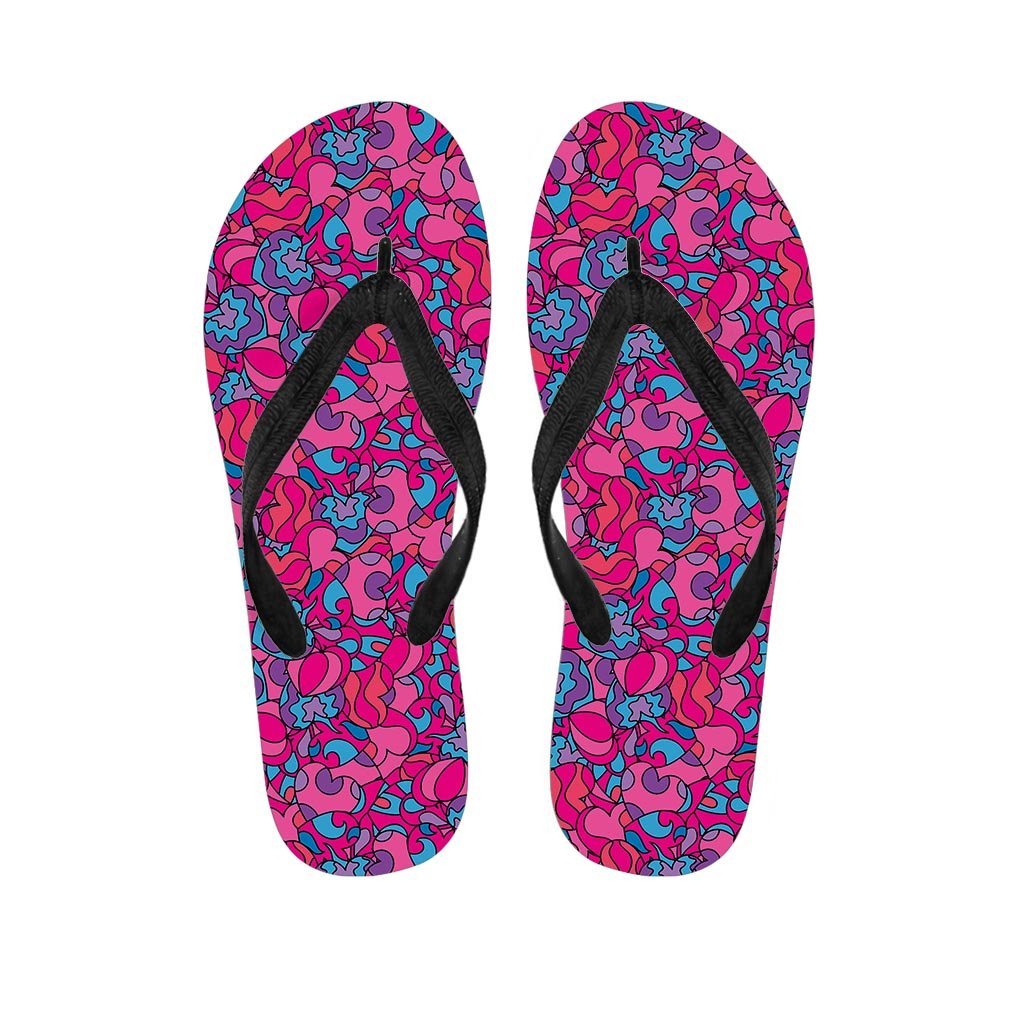 Psychedelic Trippy Hippie Heart Women's Flip Flops-grizzshop