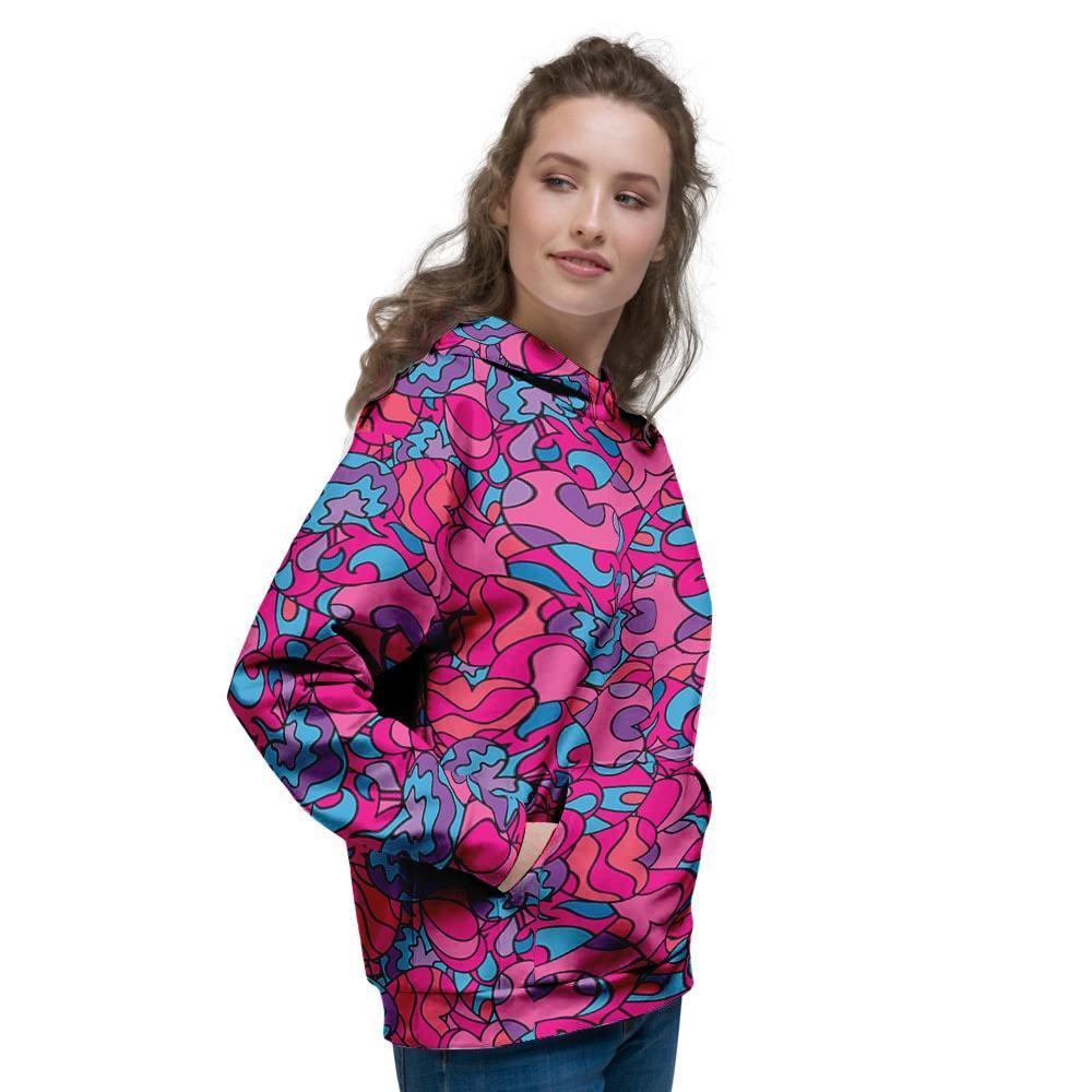 Psychedelic Trippy Hippie Heart Women's Hoodie-grizzshop