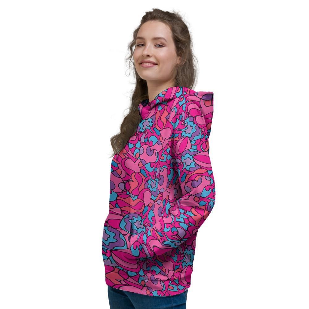 Psychedelic Trippy Hippie Heart Women's Hoodie-grizzshop