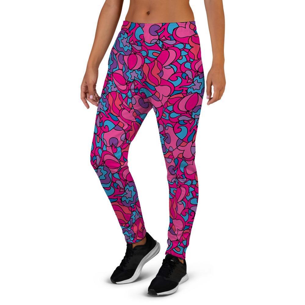 Psychedelic Trippy Hippie Heart Women's Joggers-grizzshop