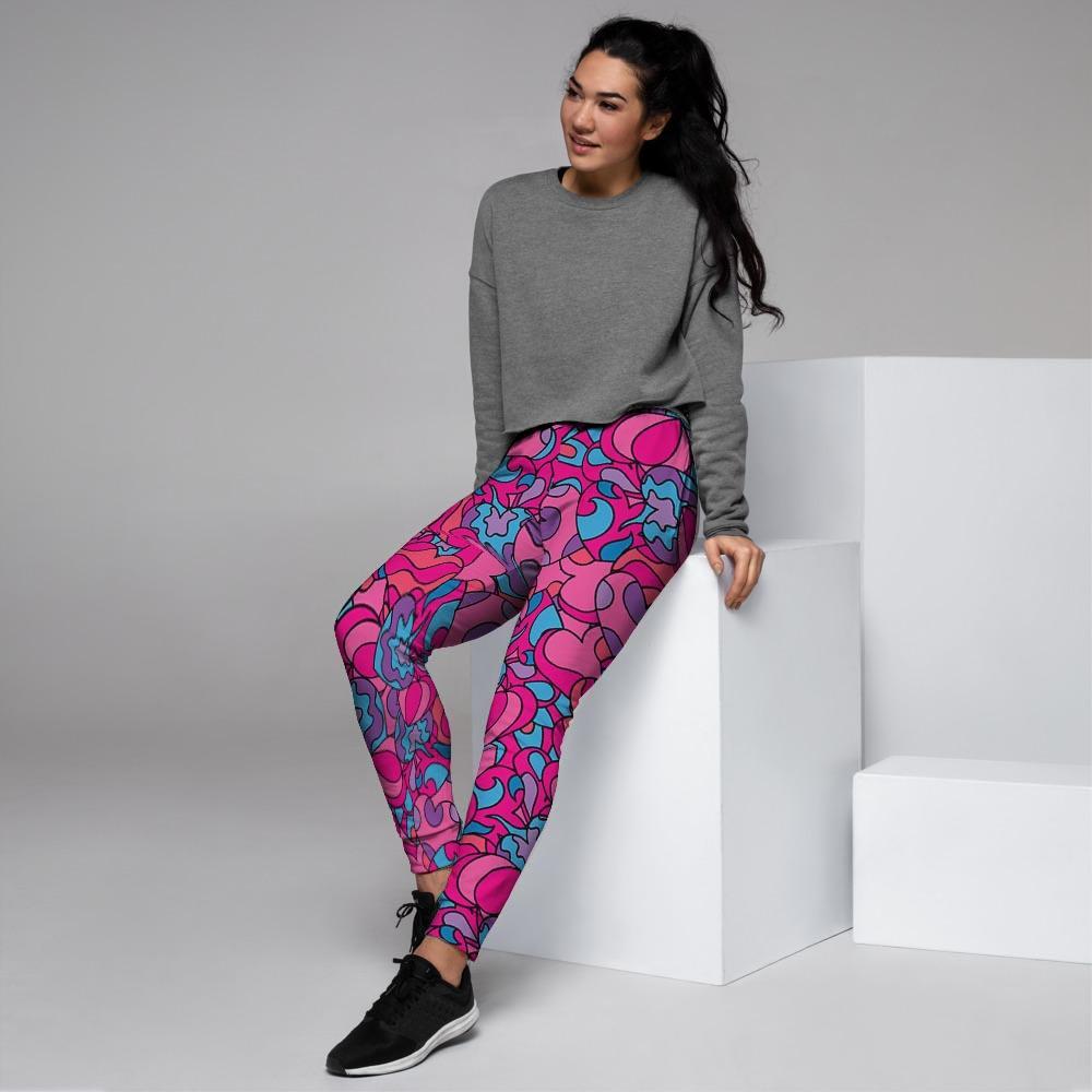 Psychedelic Trippy Hippie Heart Women's Joggers-grizzshop