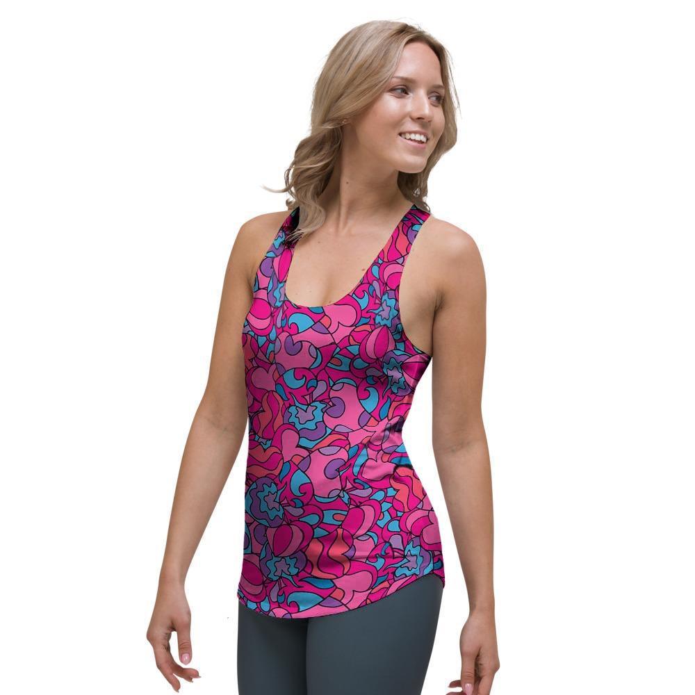 Psychedelic Trippy Hippie Heart Women's Racerback Tank Top-grizzshop