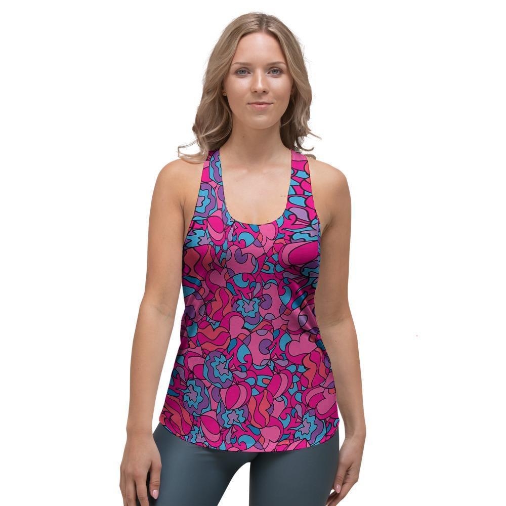 Psychedelic Trippy Hippie Heart Women's Racerback Tank Top-grizzshop