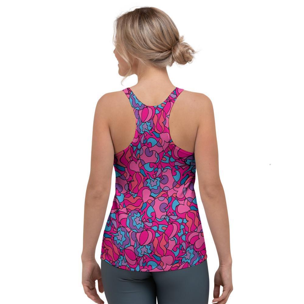 Psychedelic Trippy Hippie Heart Women's Racerback Tank Top-grizzshop