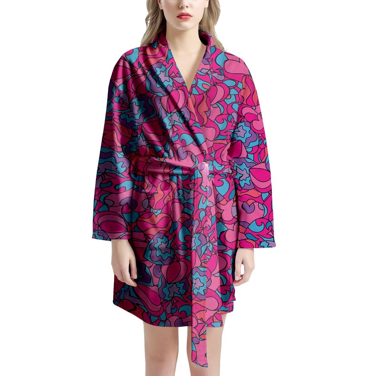 Psychedelic Trippy Hippie Heart Women's Robe-grizzshop