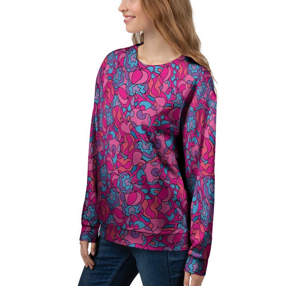 Psychedelic Trippy Hippie Heart Women's Sweatshirt-grizzshop