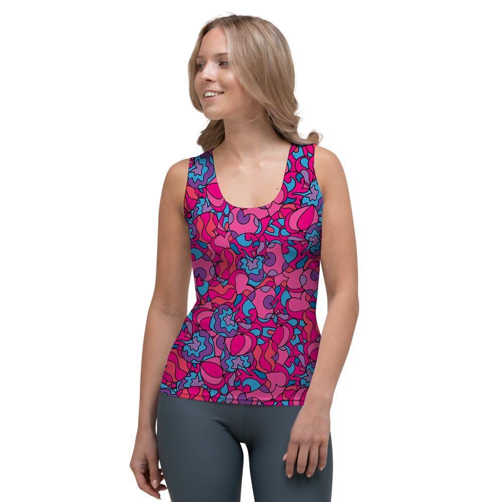 Psychedelic Trippy Hippie Heart Women's Tank Top-grizzshop
