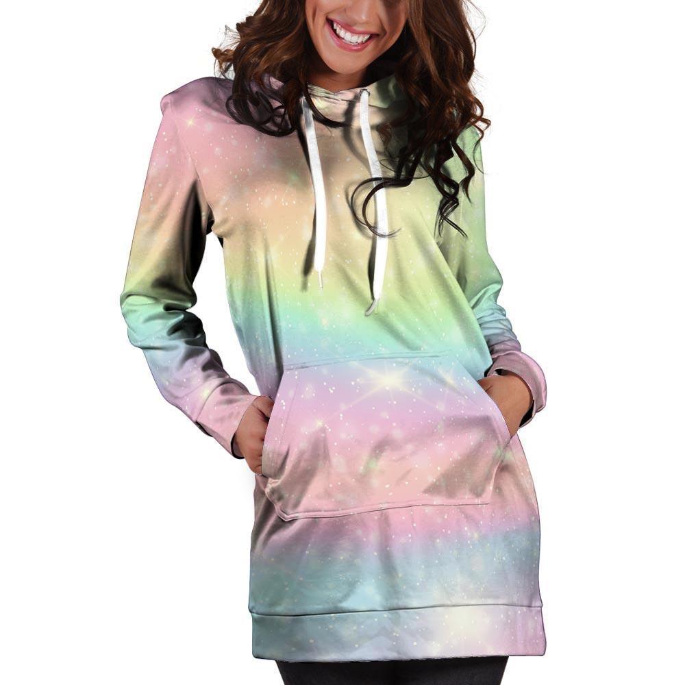 Psychedelic Trippy Holographic Hoodie Dress-grizzshop