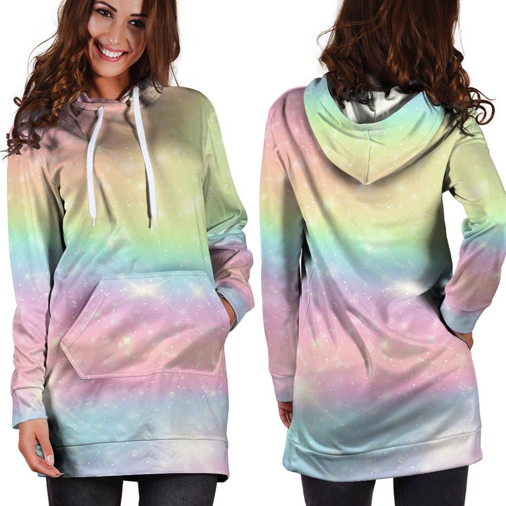 Psychedelic Trippy Holographic Hoodie Dress-grizzshop