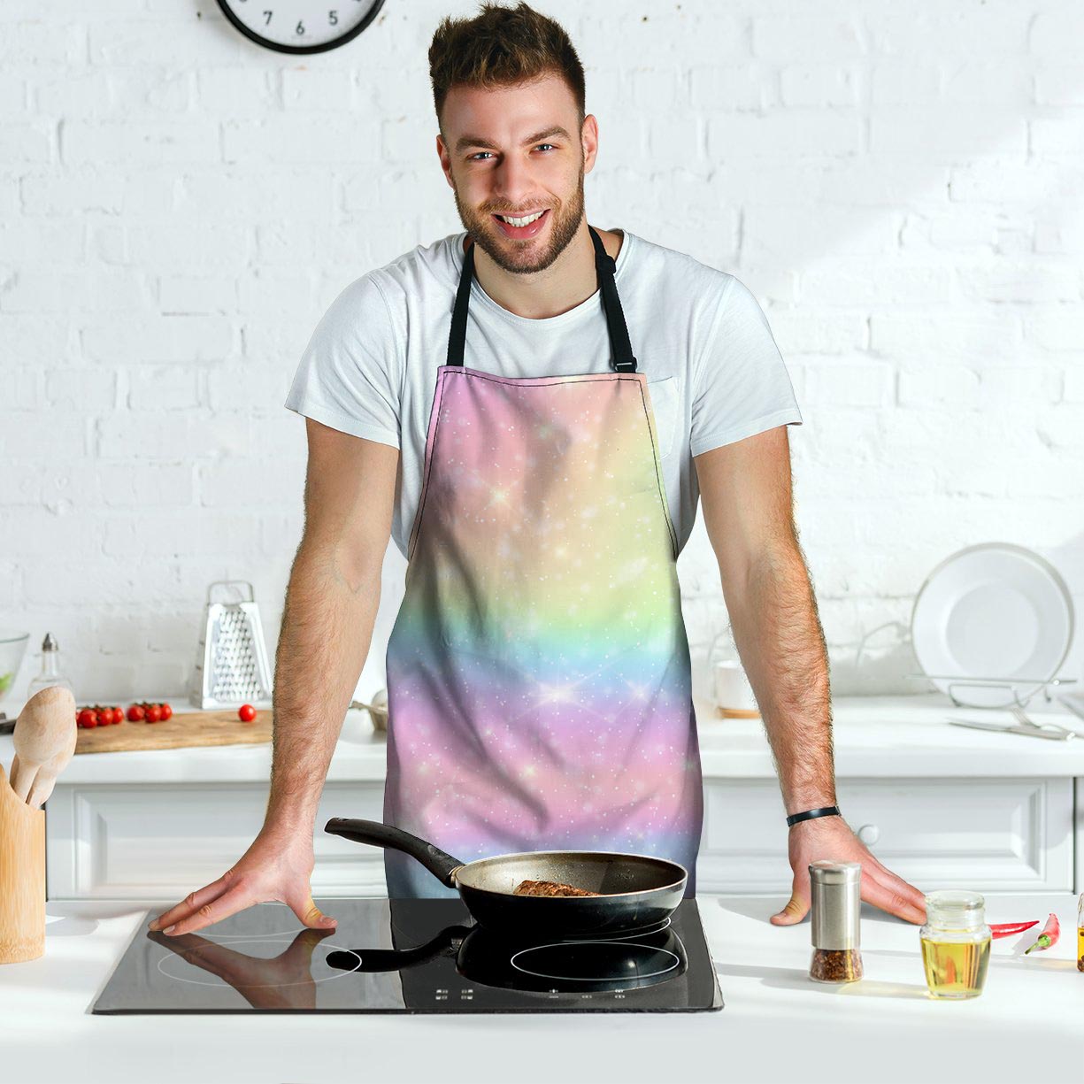 Psychedelic Trippy Holographic Men's Apron-grizzshop