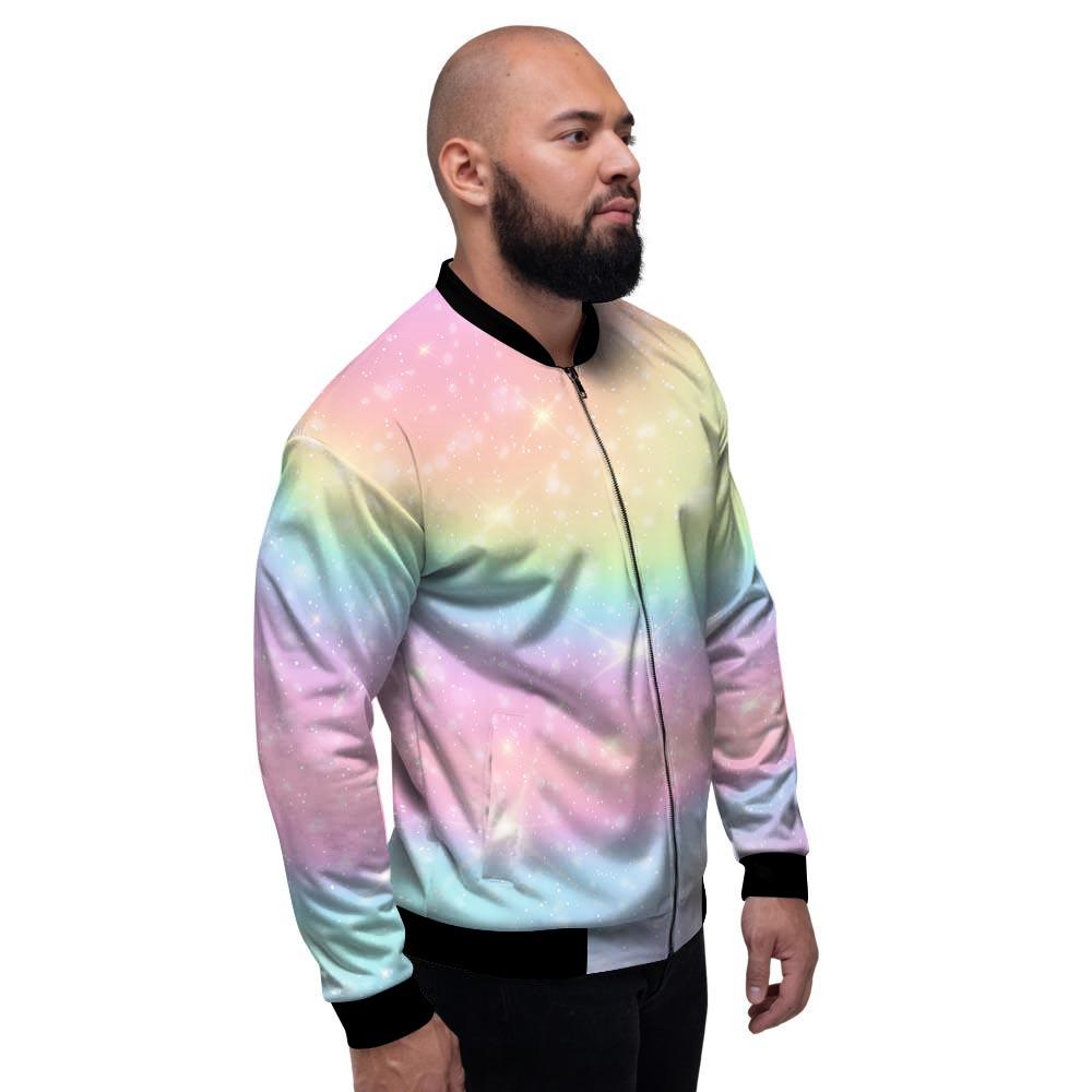 Psychedelic Trippy Holographic Men's Bomber Jacket-grizzshop