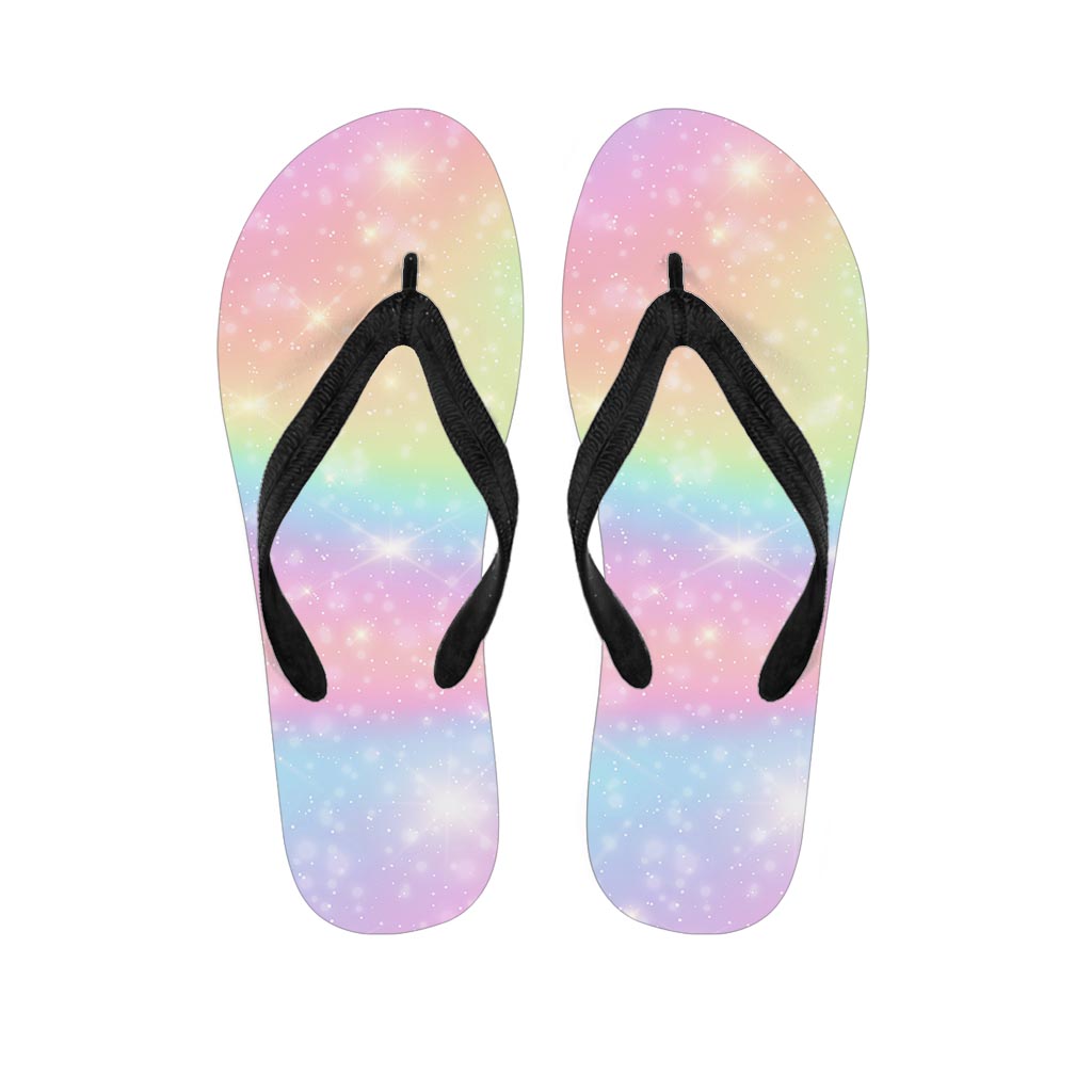 Psychedelic Trippy Holographic Men's Flip Flops-grizzshop