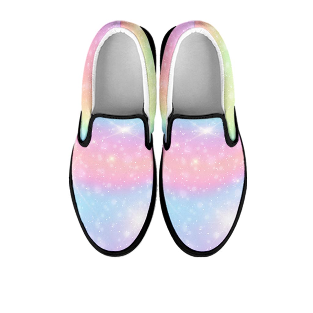 Psychedelic Trippy Holographic Men's Slip On Sneakers-grizzshop
