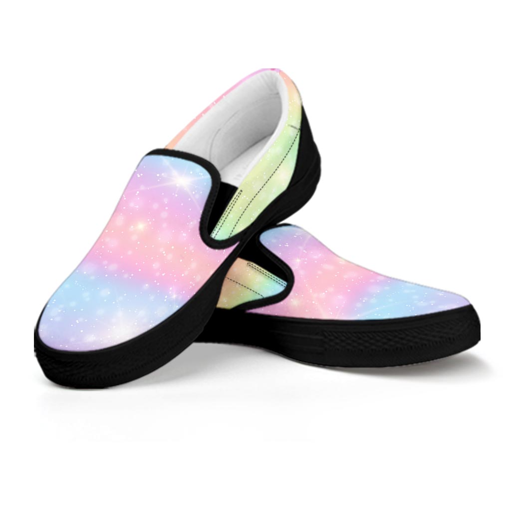 Psychedelic Trippy Holographic Men's Slip On Sneakers-grizzshop