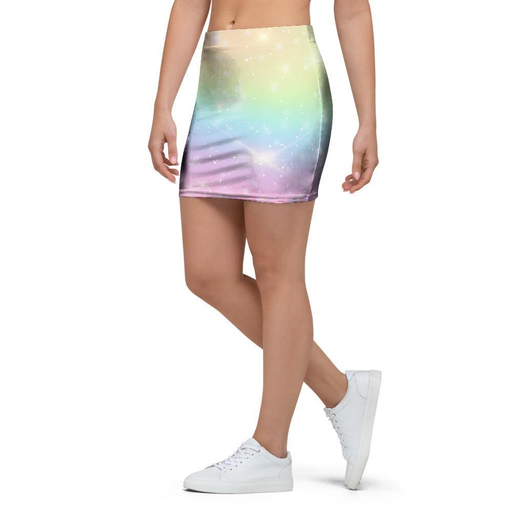 Psychedelic Trippy Holographic Mini Skirt-grizzshop