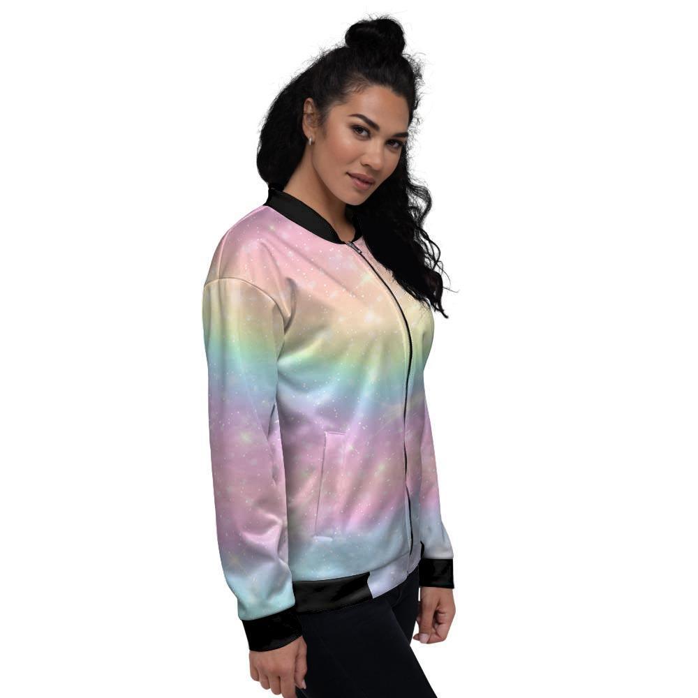 Psychedelic Trippy Holographic Women's Bomber Jacket-grizzshop
