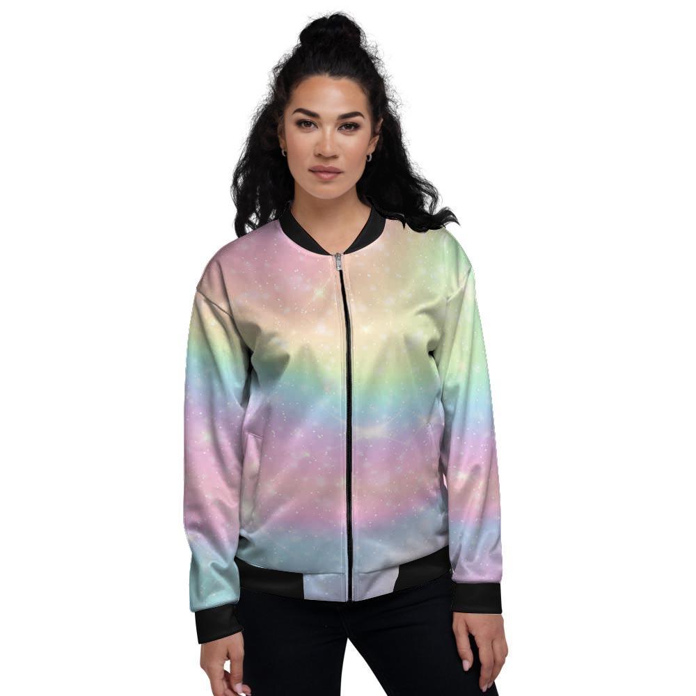 Psychedelic Trippy Holographic Women's Bomber Jacket-grizzshop