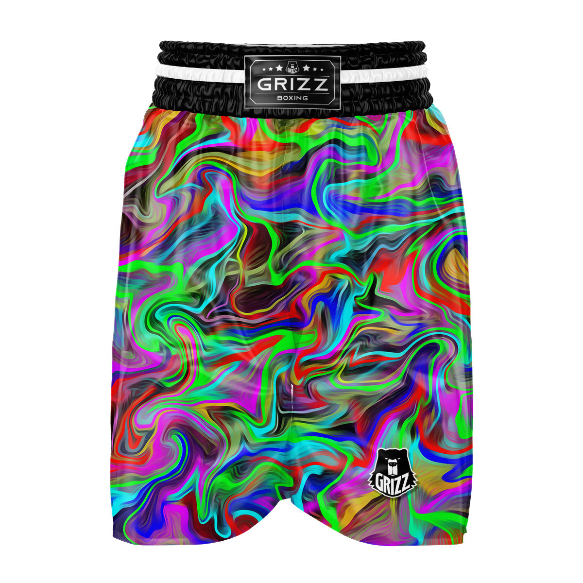 Psychedelic Trippy Neon Green Print Boxing Shorts-grizzshop