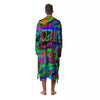 Psychedelic Trippy Neon Green Print Men's Robe-grizzshop