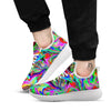 Psychedelic Trippy Neon Green Print White Athletic Shoes-grizzshop