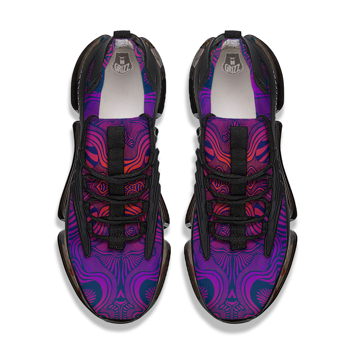 Psychedelic Trippy Ornament Print Black Gym Shoes-grizzshop