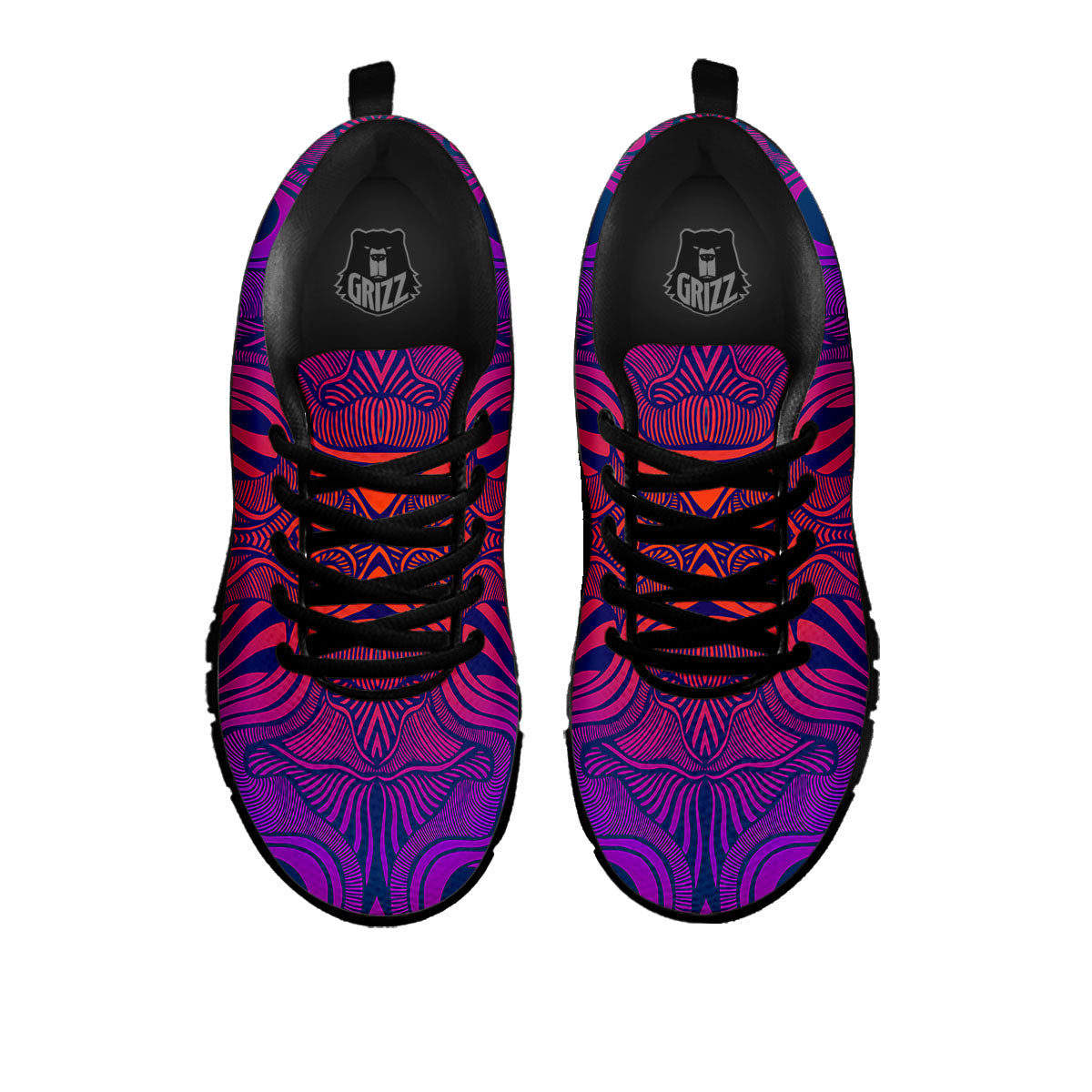 Psychedelic Trippy Ornament Print Black Sneaker-grizzshop