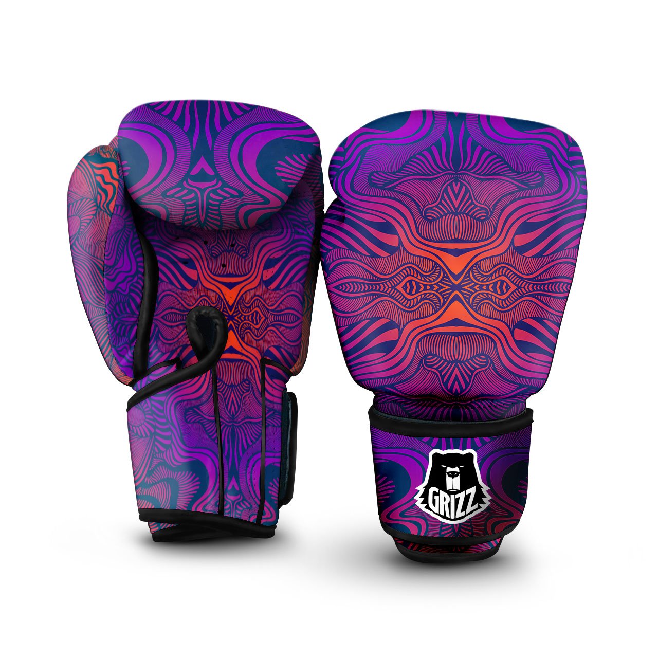 Psychedelic Trippy Ornament Print Boxing Gloves-grizzshop