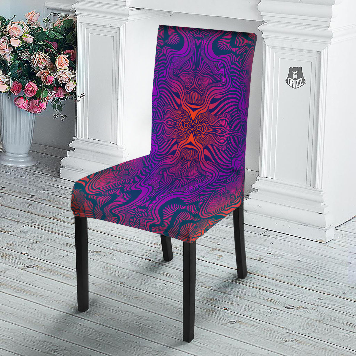 Psychedelic Trippy Ornament Print Dining Chair Slipcover-grizzshop