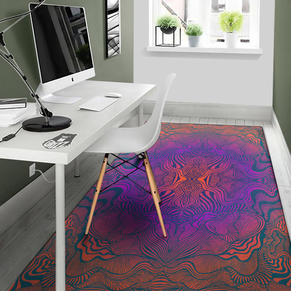 Psychedelic Trippy Ornament Print Floor Mat-grizzshop