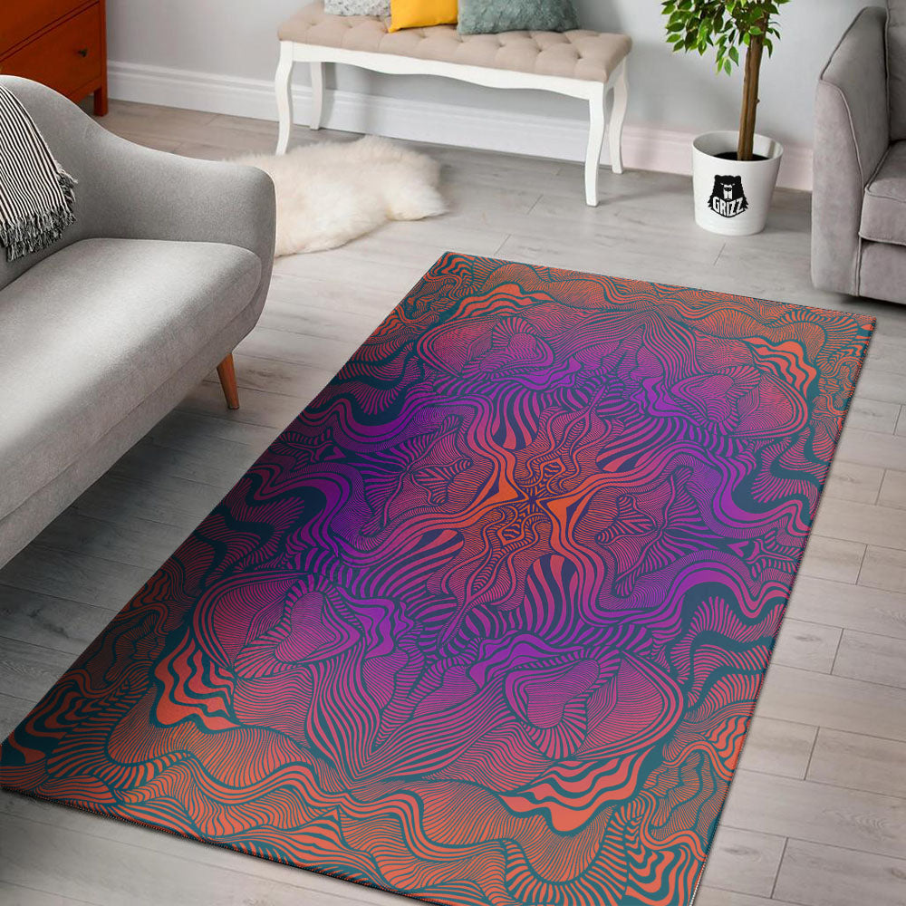 Psychedelic Trippy Ornament Print Floor Mat-grizzshop