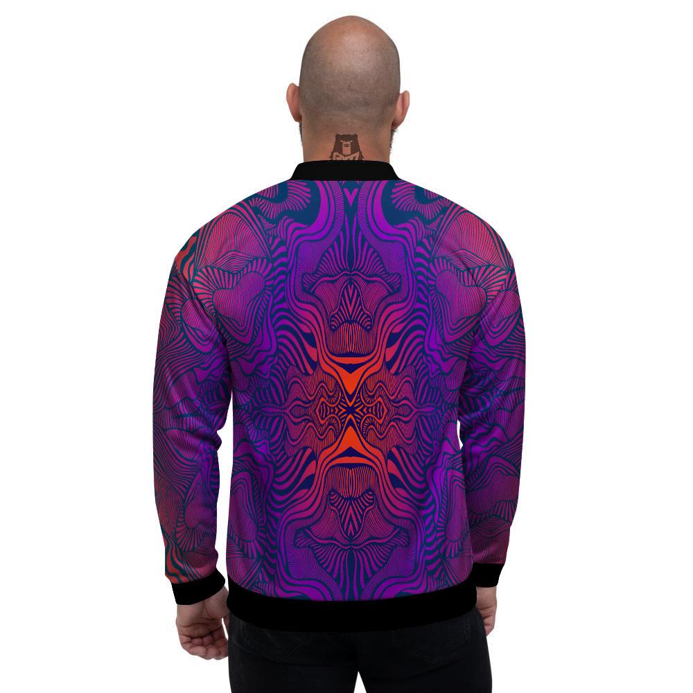 Psychedelic Trippy Ornament Print Men's Bomber Jacket-grizzshop