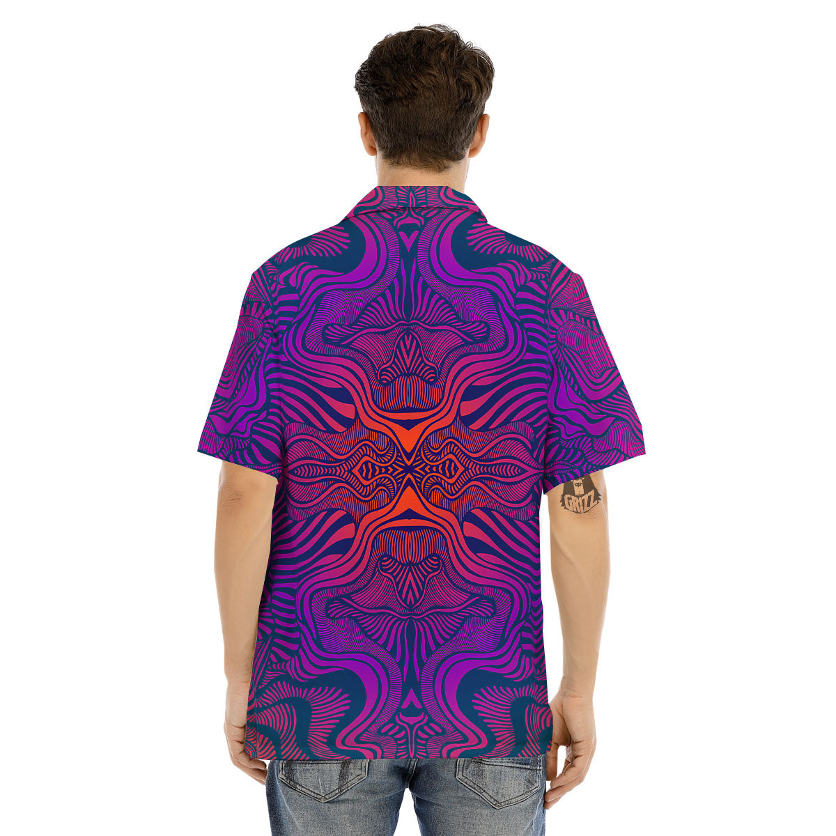 Psychedelic Trippy Ornament Print Men's Hawaiian Shirt-grizzshop