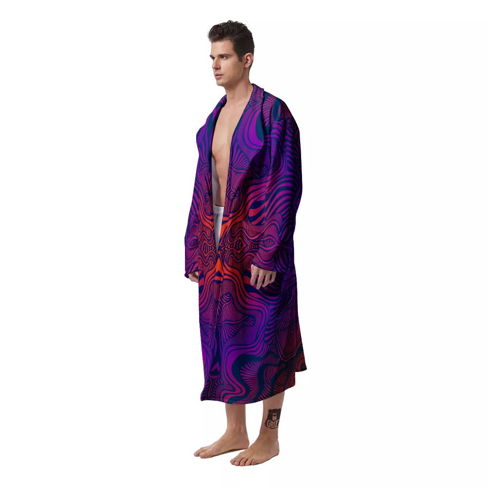 Psychedelic Trippy Ornament Print Men's Robe-grizzshop
