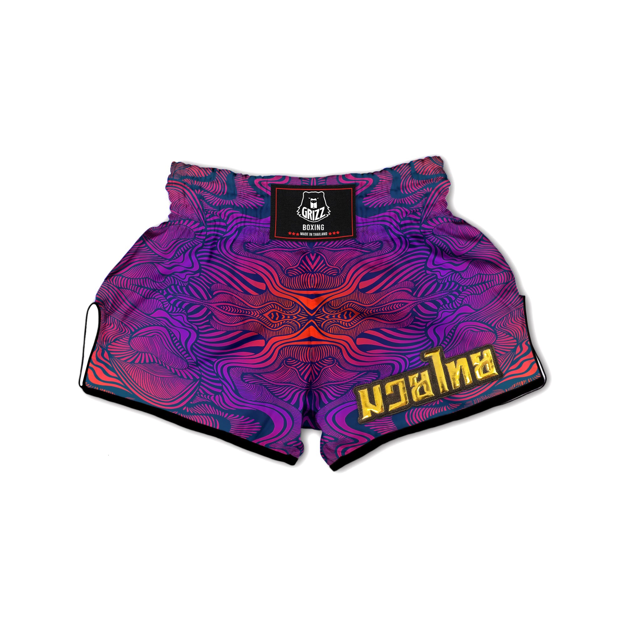 Psychedelic Trippy Ornament Print Muay Thai Boxing Shorts-grizzshop